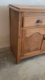 Antique Pine English Cupboard with Drawer c. 1890