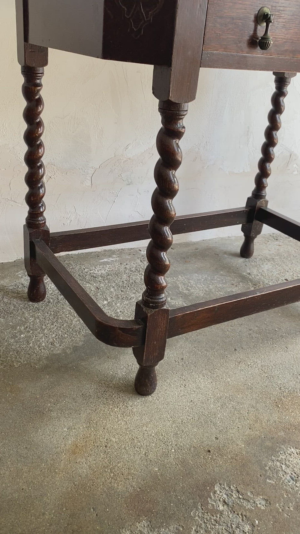 Antique Barley Twist Oak Side Table