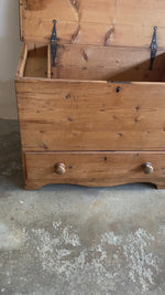 Antique Pine English Mule Chest with Drawer c. 1885