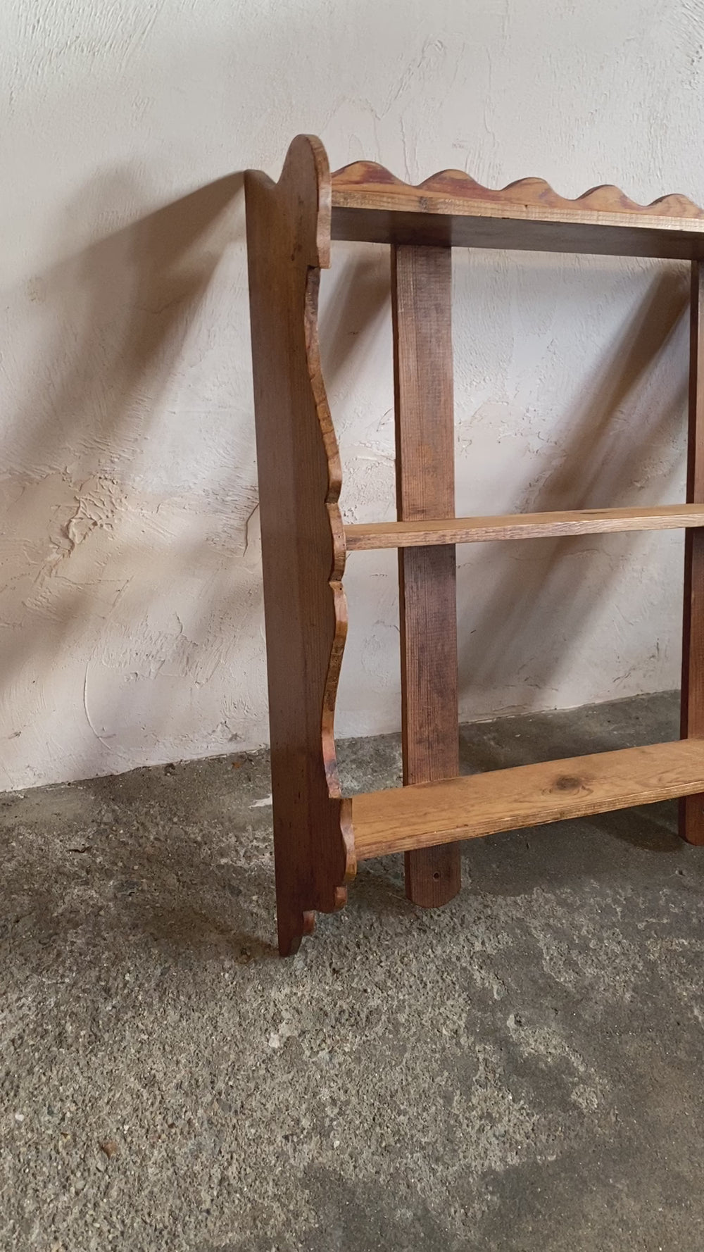 Antique Pine Small Scalloped Wall Shelf
