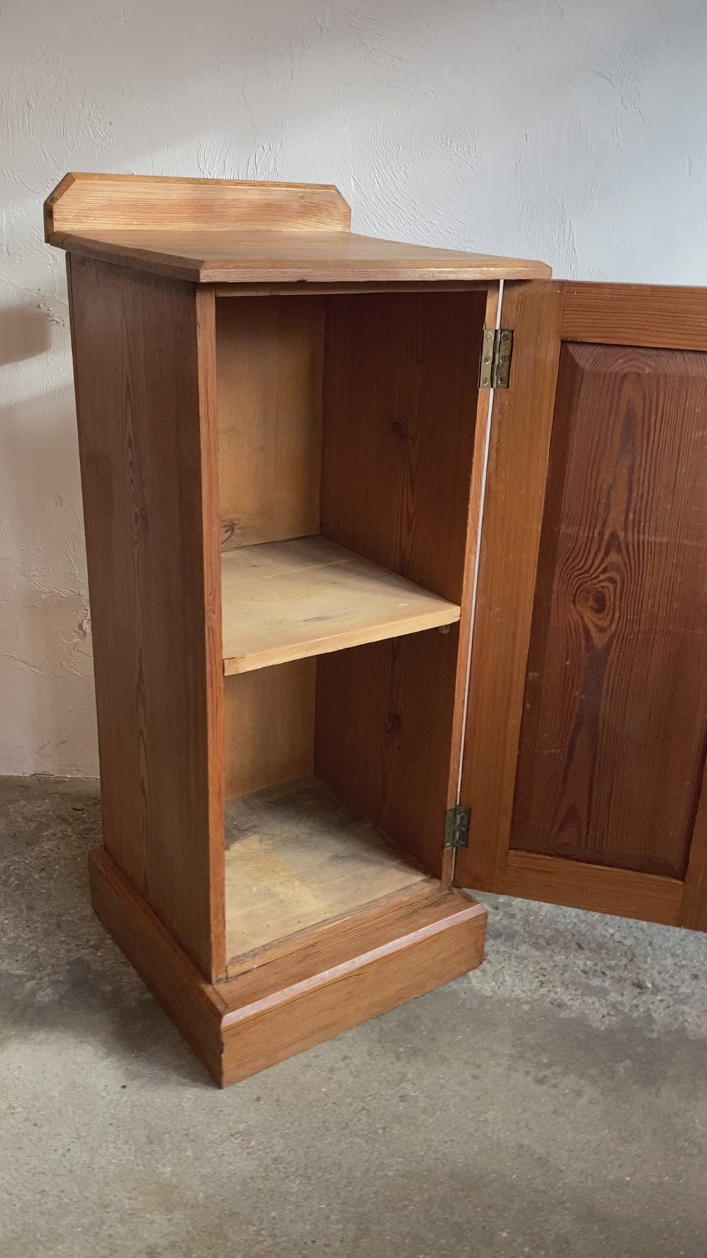 Antique Pitch Pine Nightstand with Tram Lines c. 1900