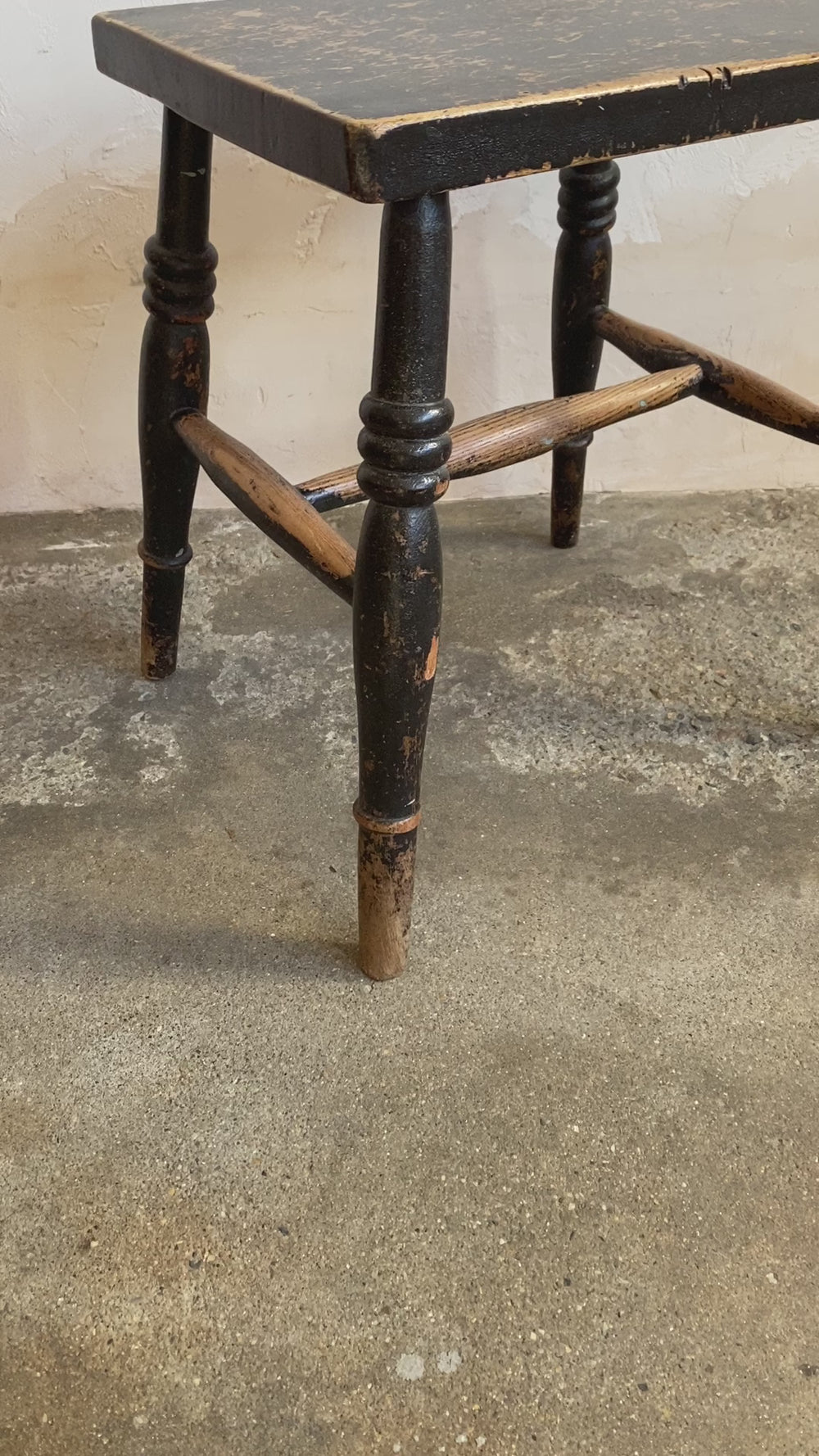 Antique English Sycamore and Elm Stool c. 1900
