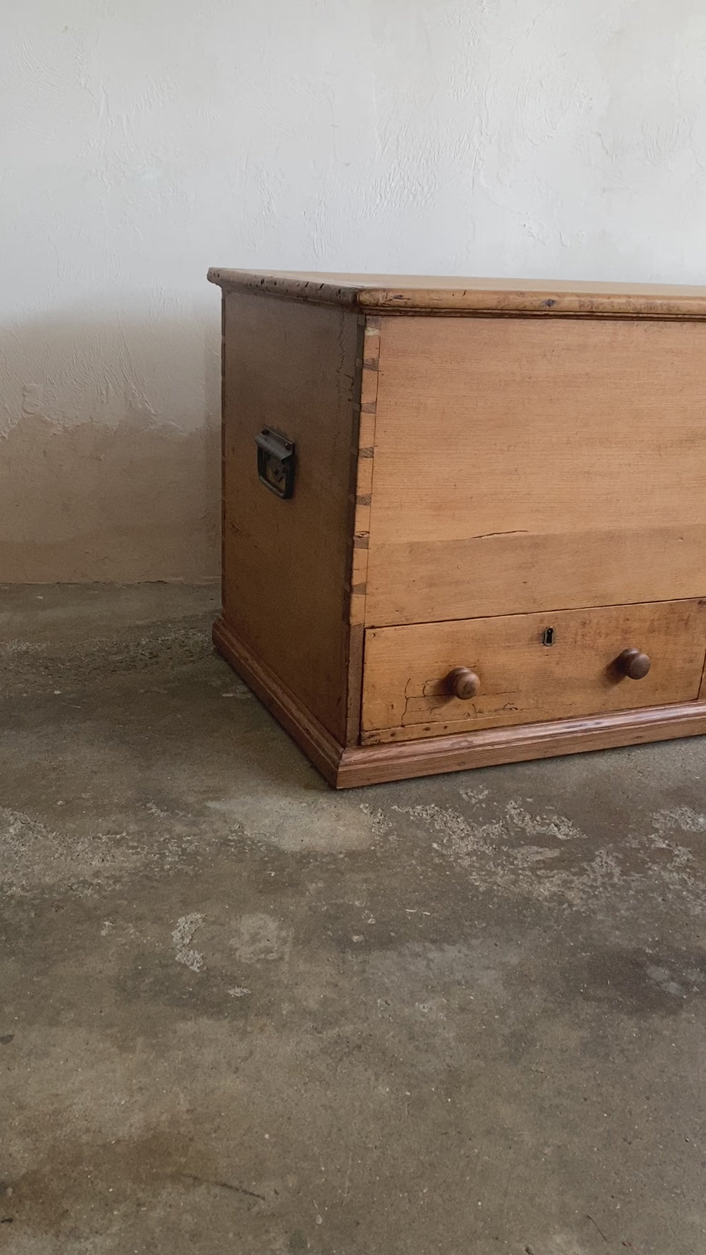 Large Antique Pine English Mule Chest with Two Drawers c. 1820
