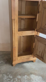 Antique Pine Narrow Two-Door Cupboard with Key c. 1900