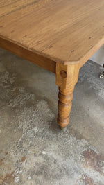 English Antique Pine Dining Table on Castors