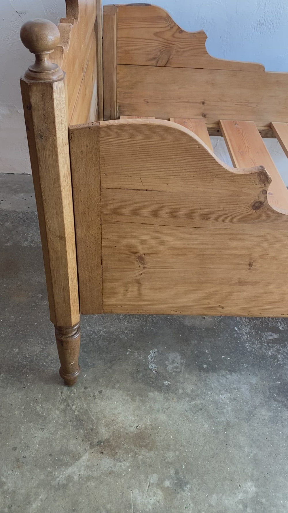 Antique Pine Sleigh Bed Circa 1890
