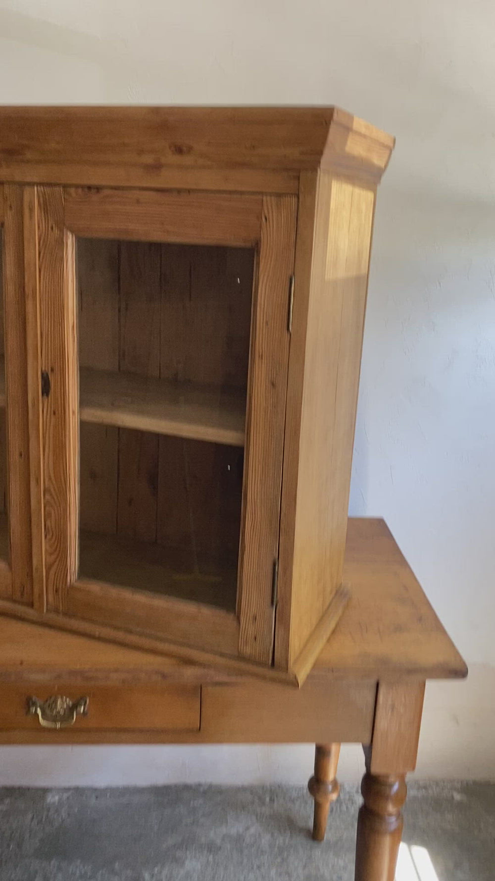 Antique Pine Glass Wall Cupboard