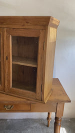 Antique Pine Glass Wall Cupboard