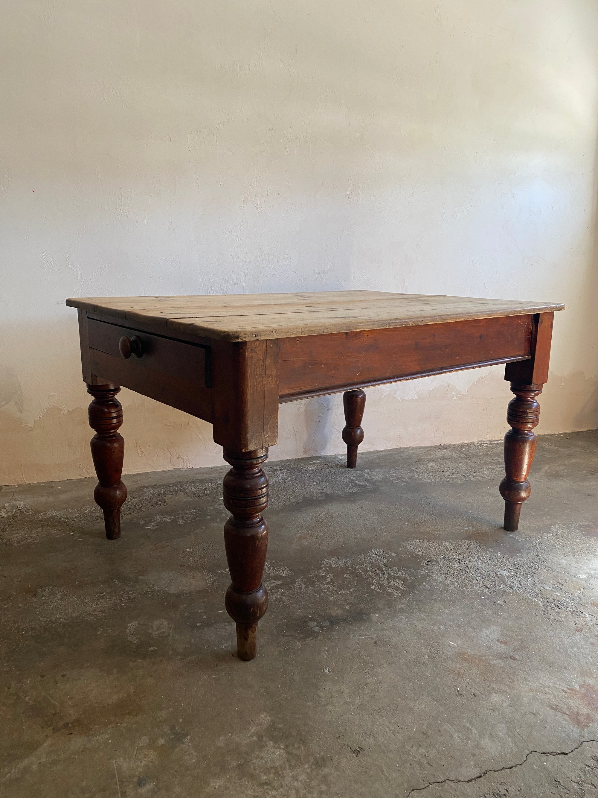 Antique Pine Scrubbed Top Table Circa 1880