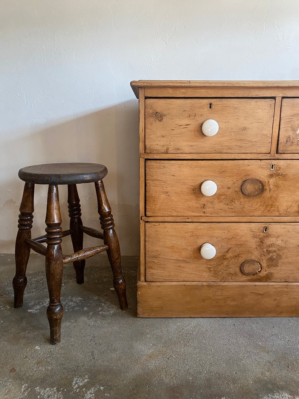 Antique English Elm Stool c. 1880