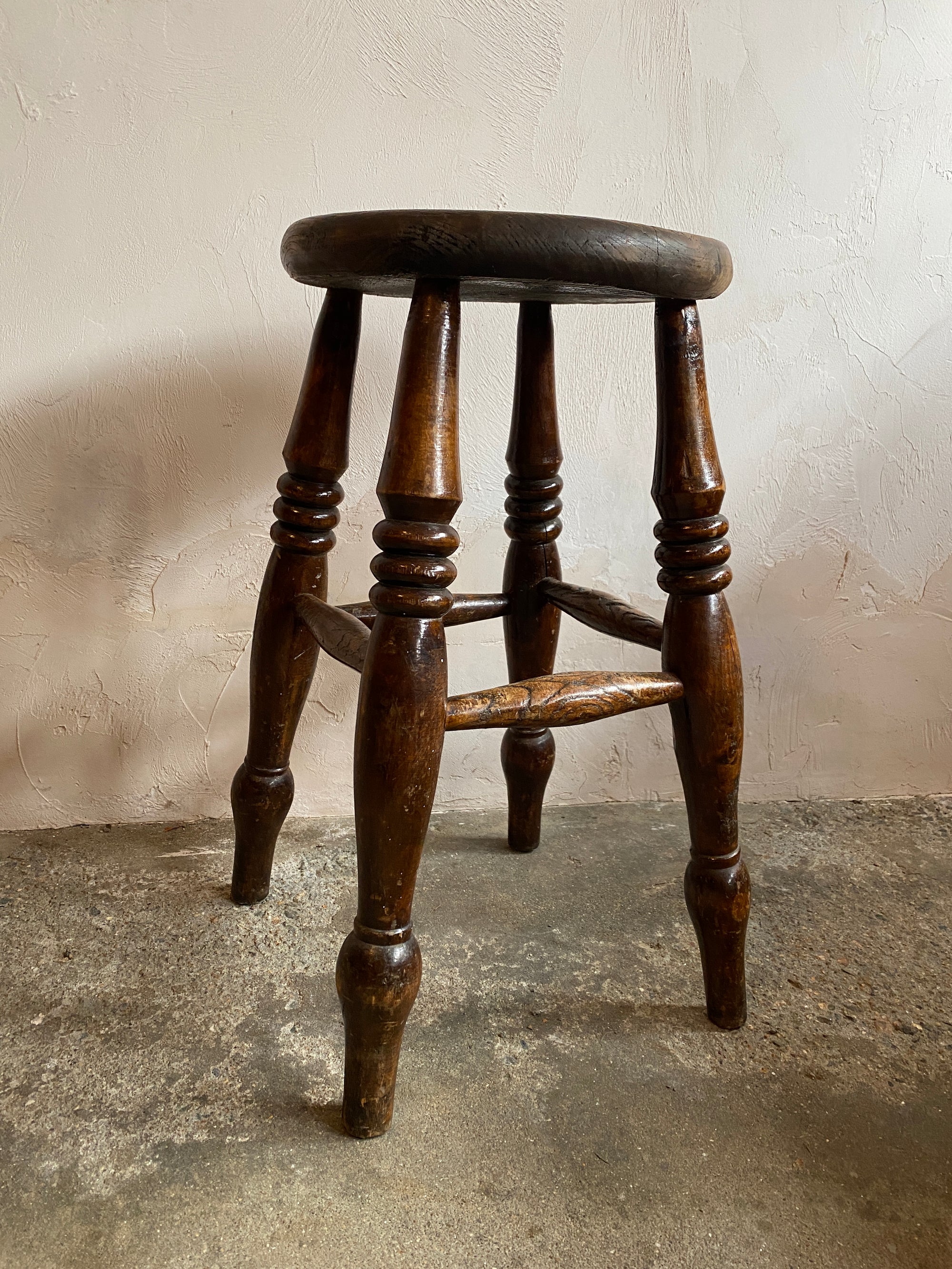 Antique English Elm Stool c. 1880