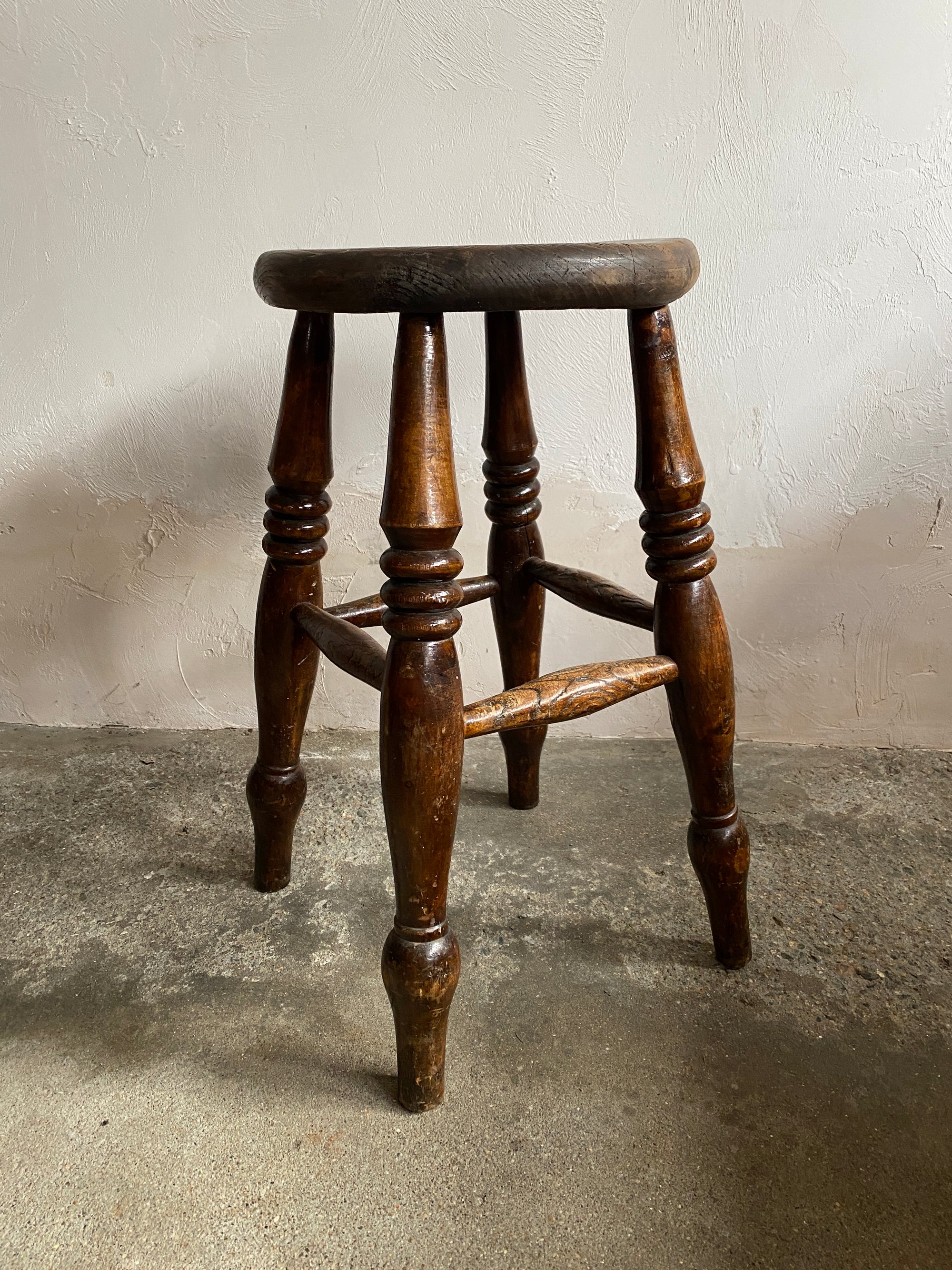 Antique English Elm Stool c. 1880
