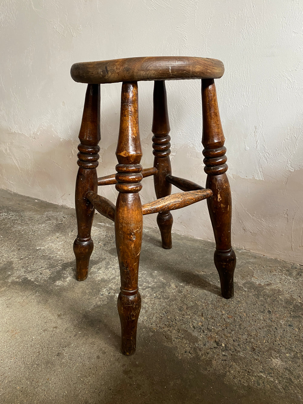 Antique English Elm Stool c. 1880