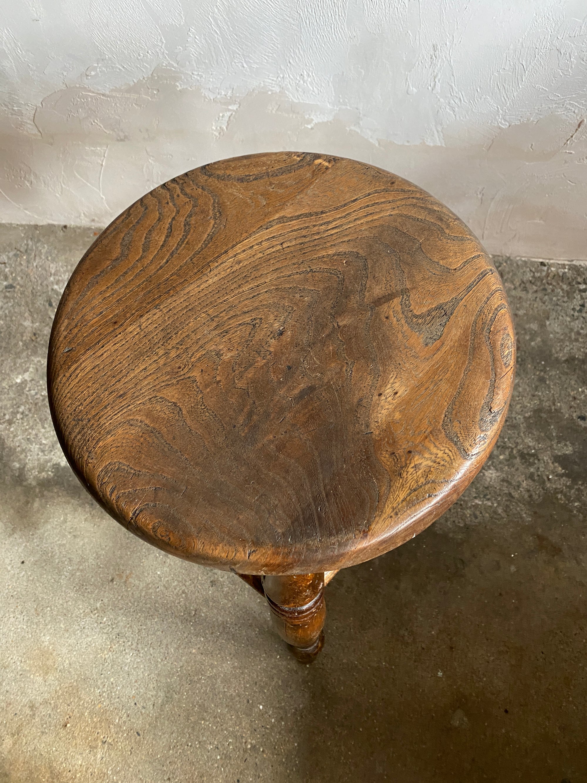 Antique English Elm Stool c. 1880