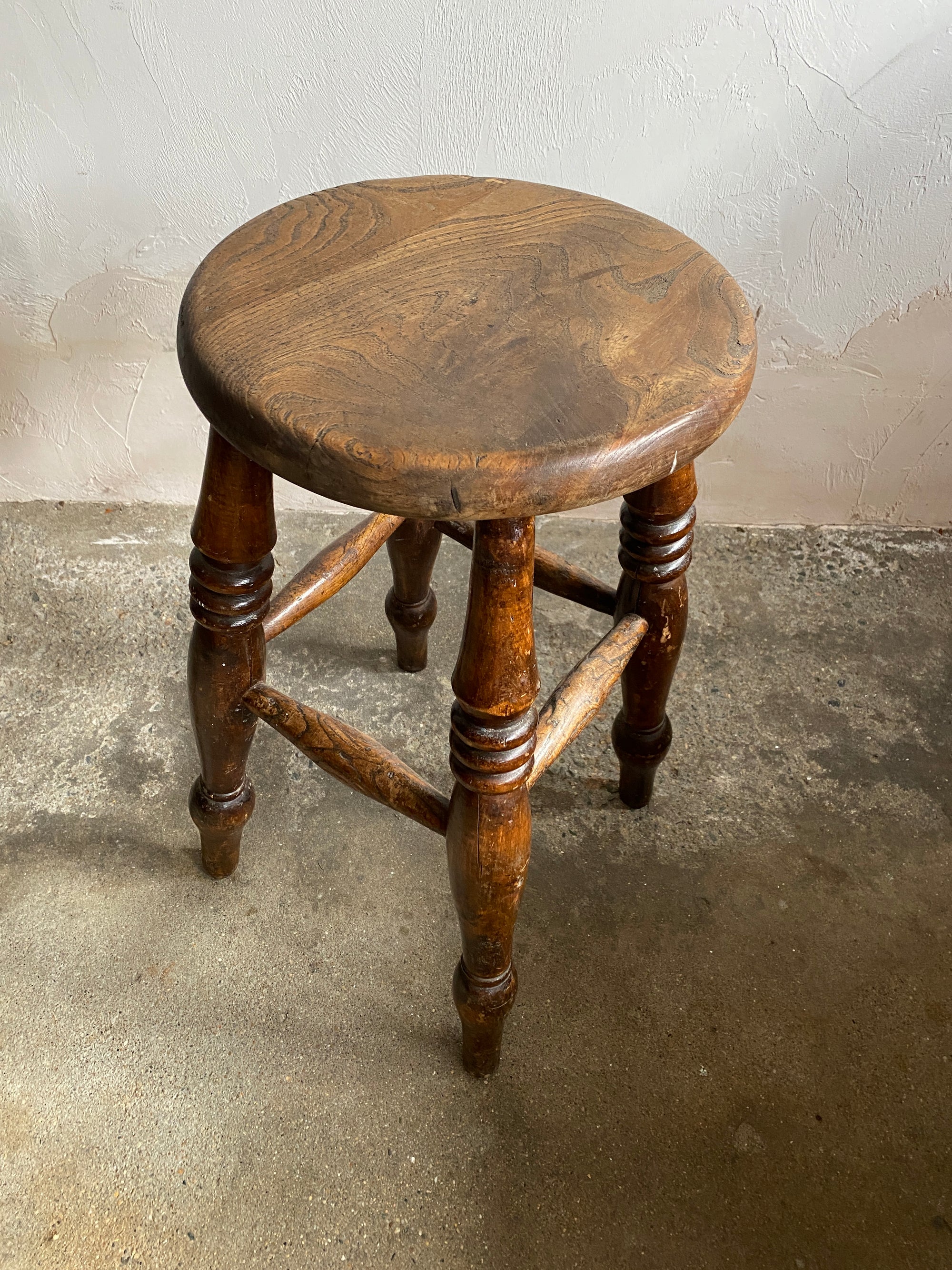 Antique English Elm Stool c. 1880