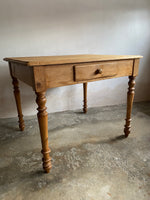Antique French Pine Dining Table with Drawer c. 1890