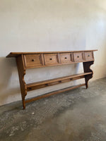 French Antique Oak Wall Shelf with Drawers