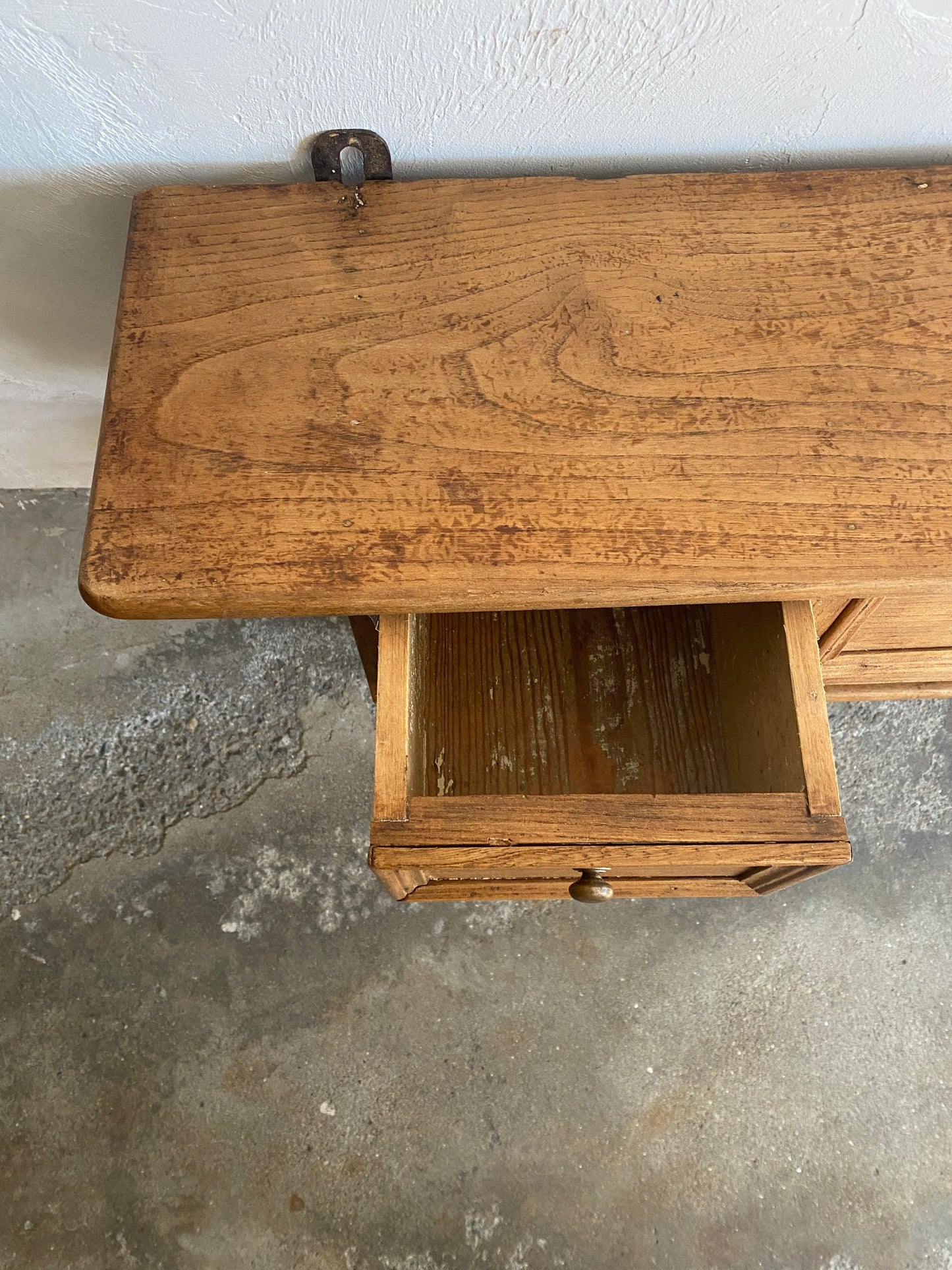 French Antique Oak Wall Shelf with Drawers