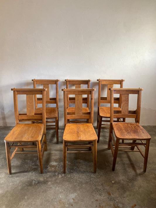 A Set of Six Antique Chapel Chairs