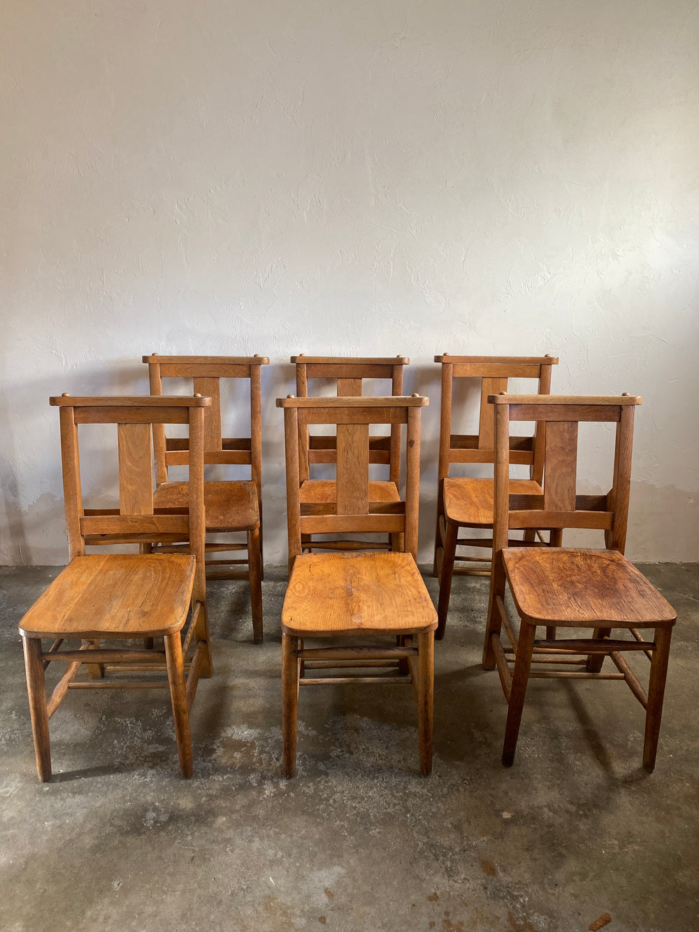 A Set of Six Antique Chapel Chairs