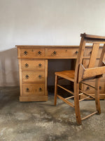 Antique English Pedestal Desk with Brass Pulls