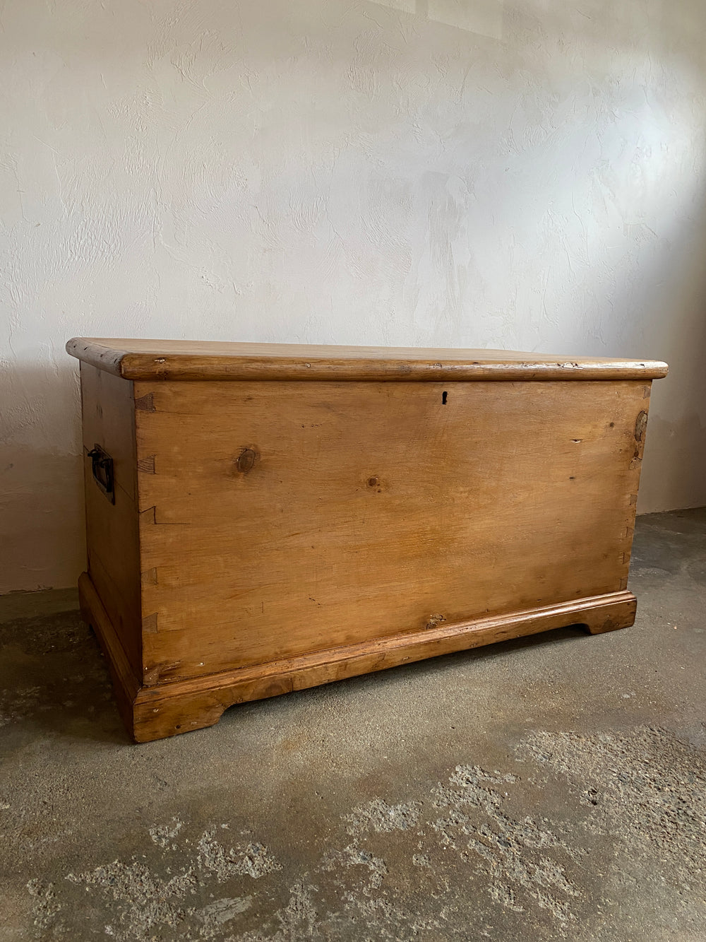 Large English Antique Pine Box on Bracket Feet c. 1860