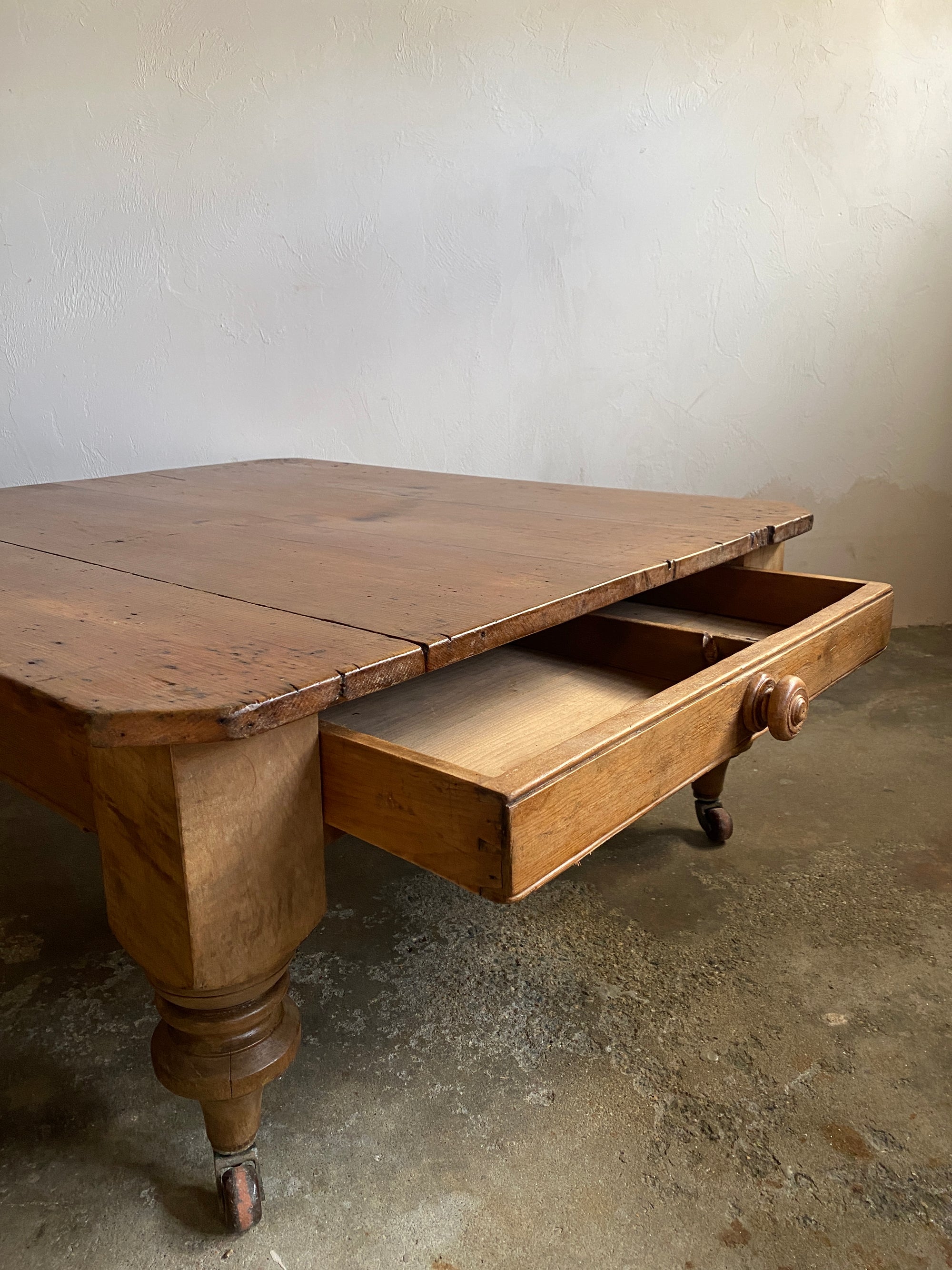 Antique Pine Coffee Table on Castors