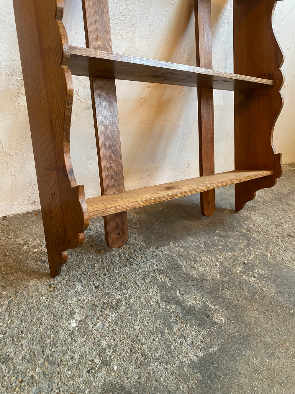 Antique Pine Small Scalloped Wall Shelf