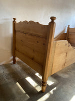 Small Antique Pine Sleigh Bed c. 1900