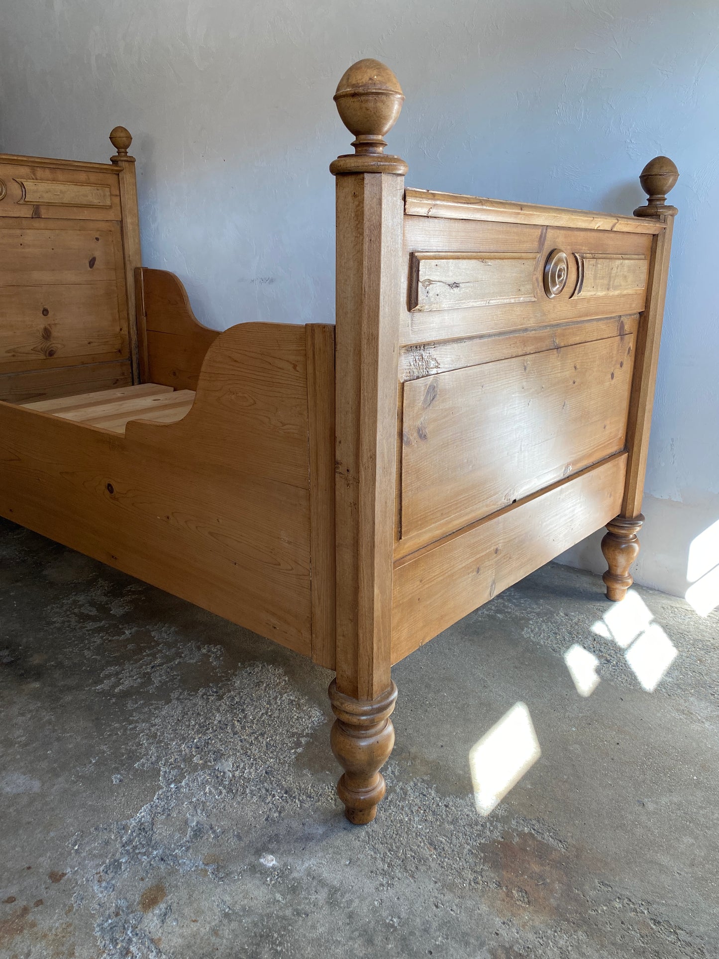 A Pair of Antique Pine Sleigh Beds