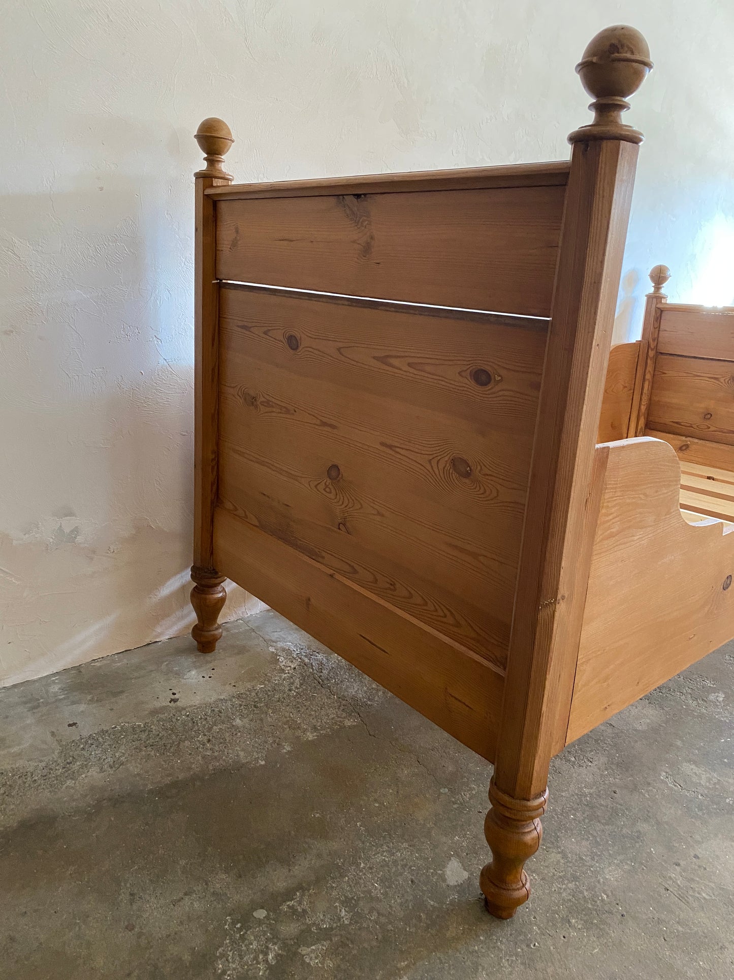 A Pair of Antique Pine Sleigh Beds