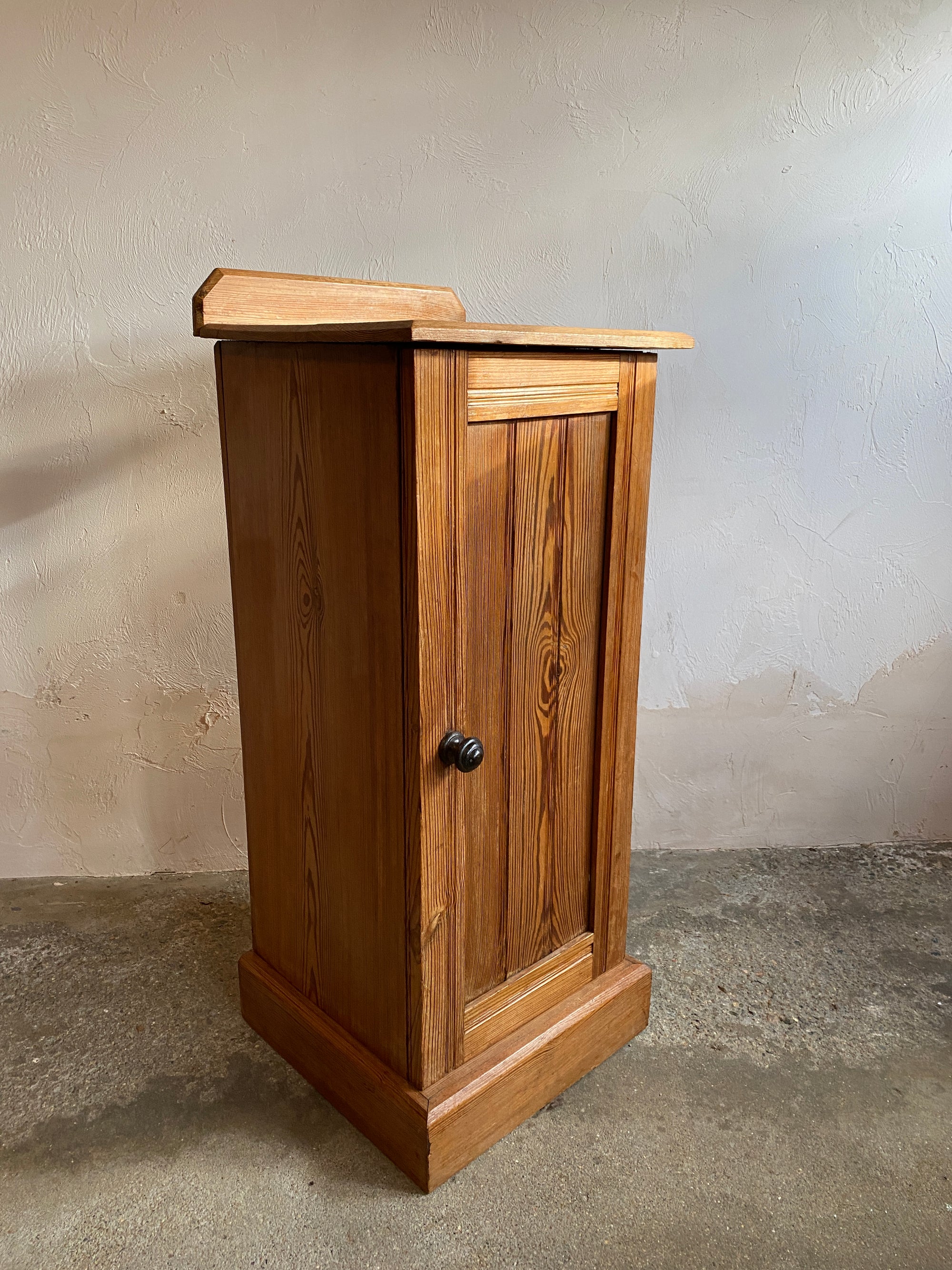 Antique Pitch Pine Nightstand with Tram Lines c. 1900