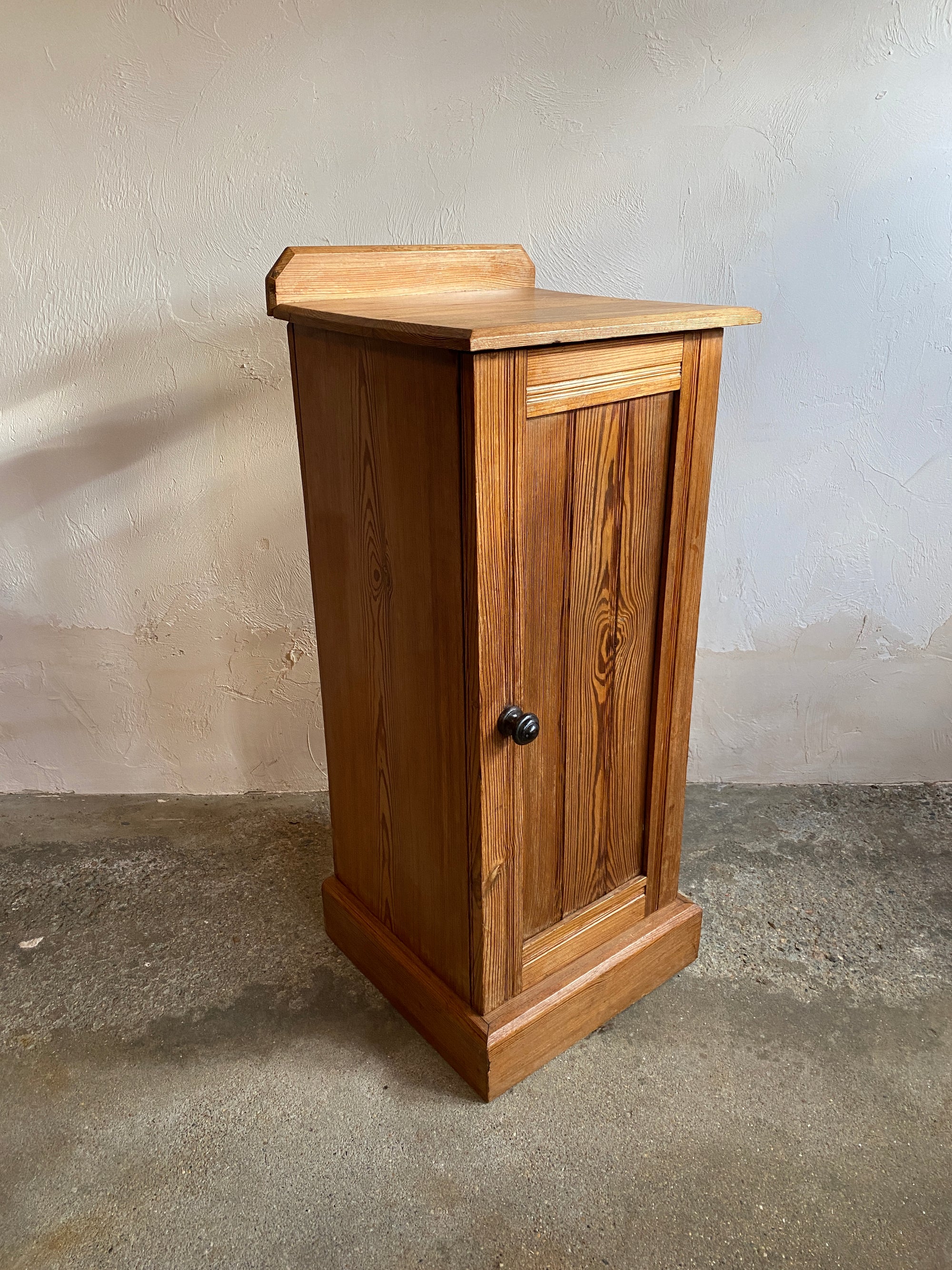 Antique Pitch Pine Nightstand with Tram Lines c. 1900