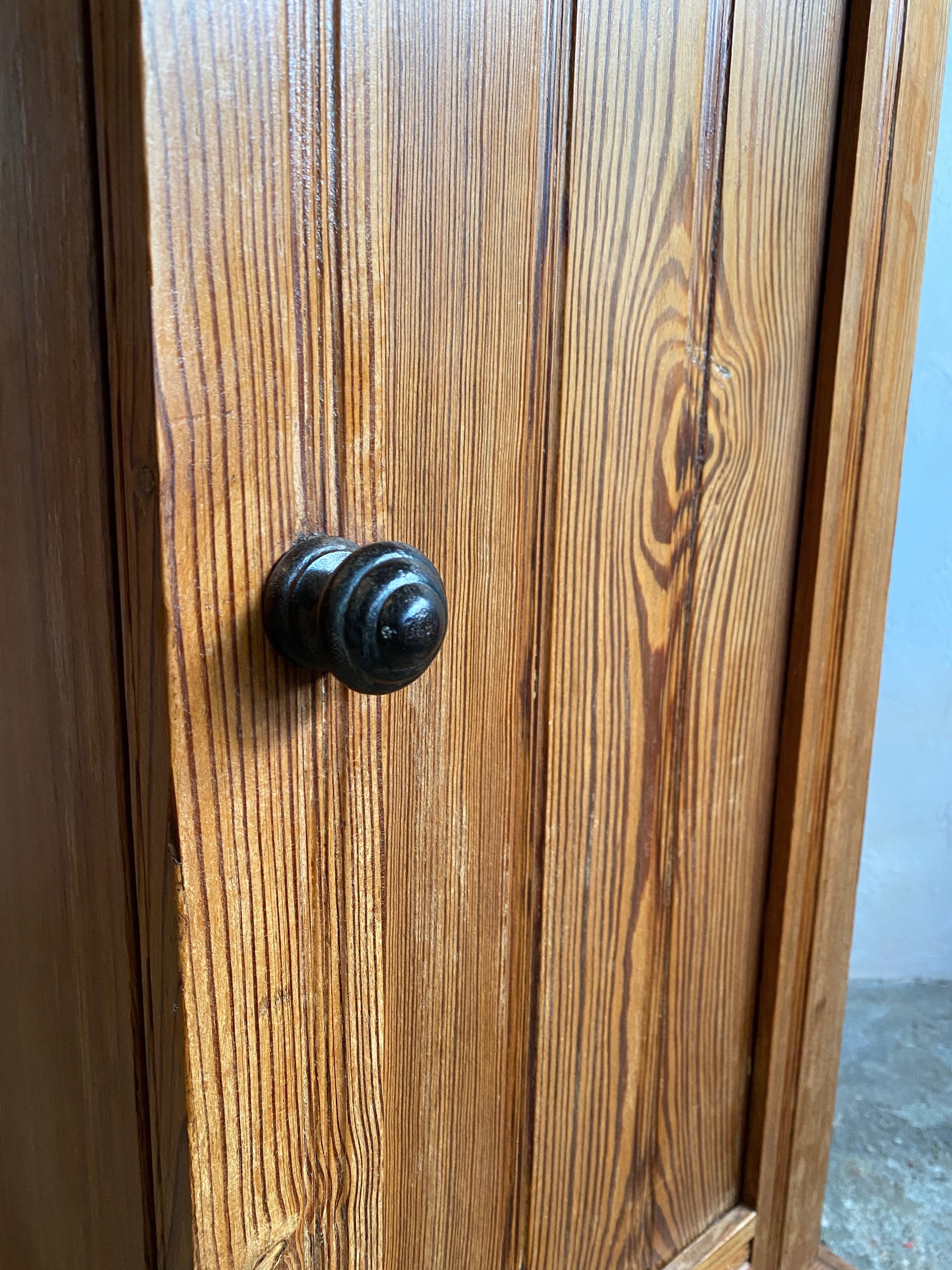Antique Pitch Pine Nightstand with Tram Lines c. 1900