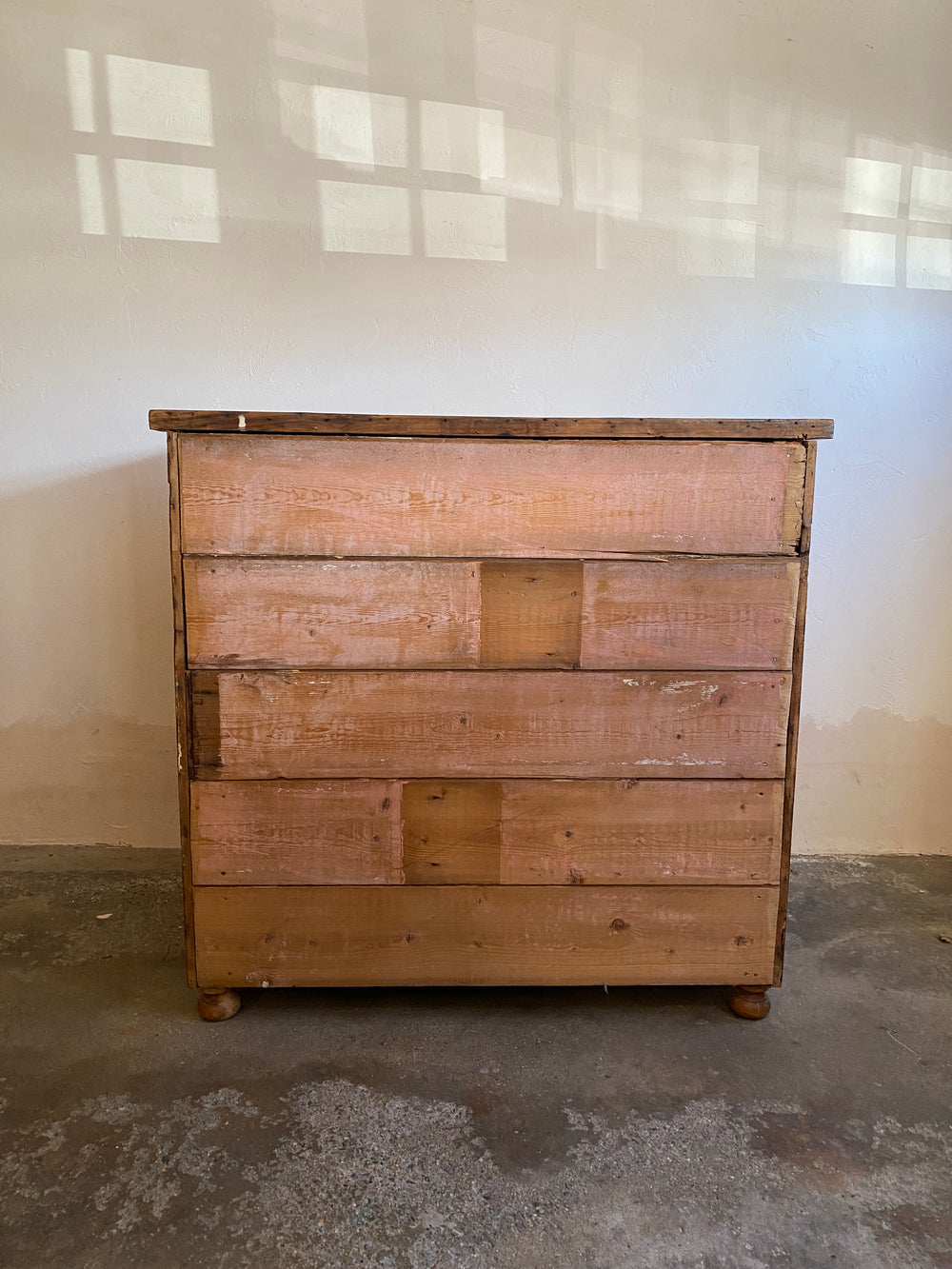 Antique Pine Chest of Drawers with Brass Inset Handles c. 1825