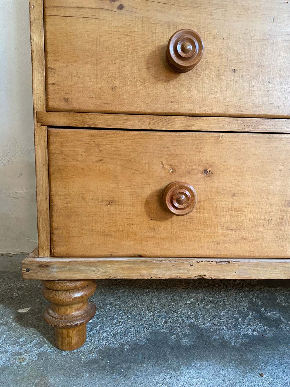 Antique English Chest of Drawers with Mahogany Knobs and Master Key