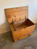 Antique Pine English Mule Chest with Drawer c. 1885