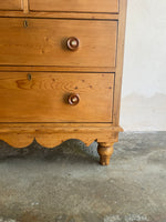 Antique Pine Chest of Drawers with Wavy Skirt Circa 1890
