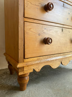 Antique Pine Chest of Drawers with Wavy Skirt Circa 1890