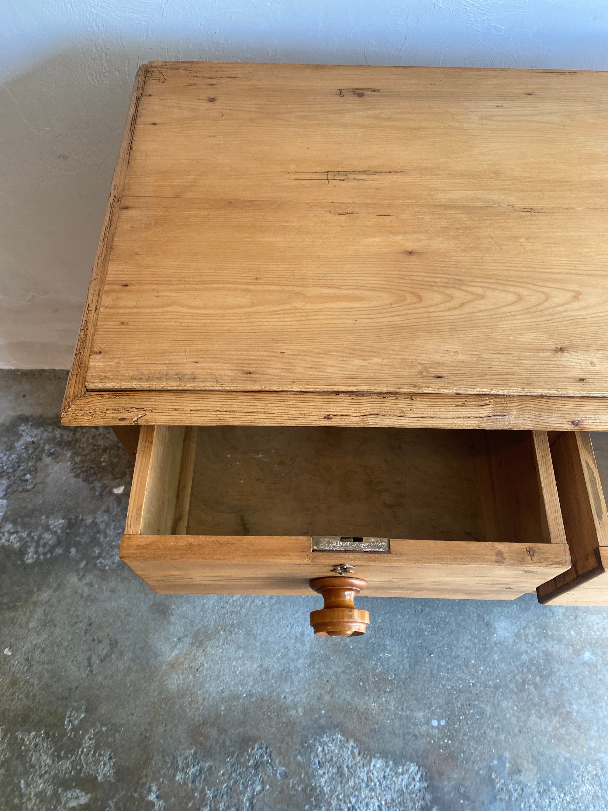 Antique Pine Chest of Drawers with Wavy Skirt Circa 1890
