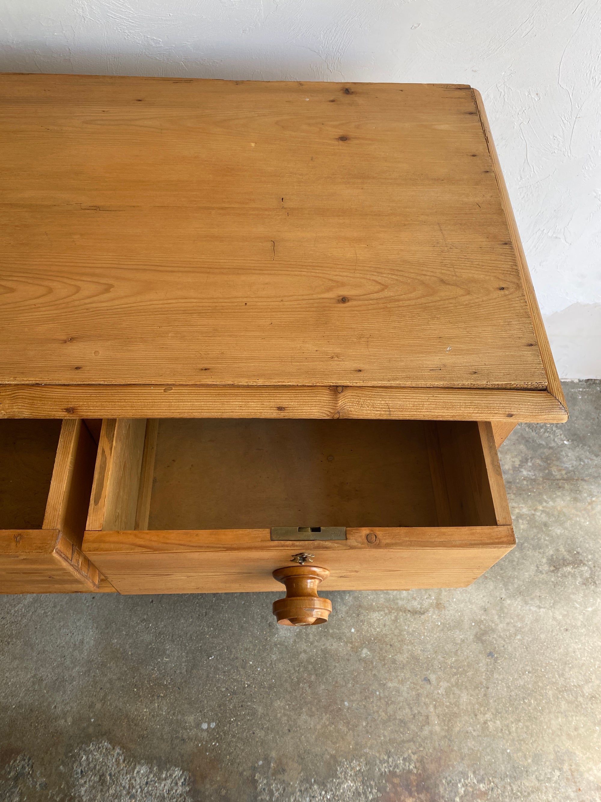 Antique Pine Chest of Drawers with Wavy Skirt Circa 1890