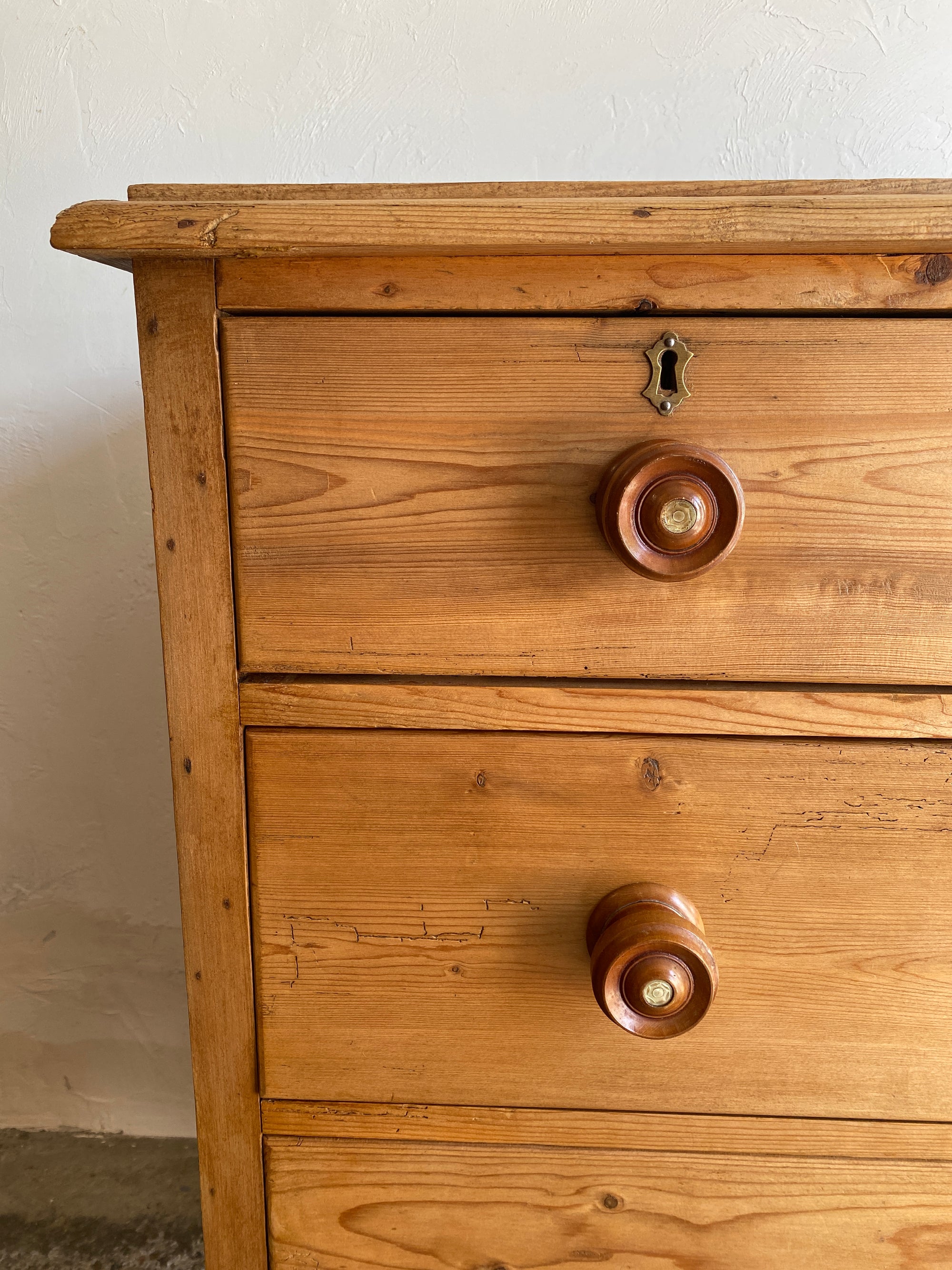 Antique Pine Chest of Drawers with Wavy Skirt Circa 1890