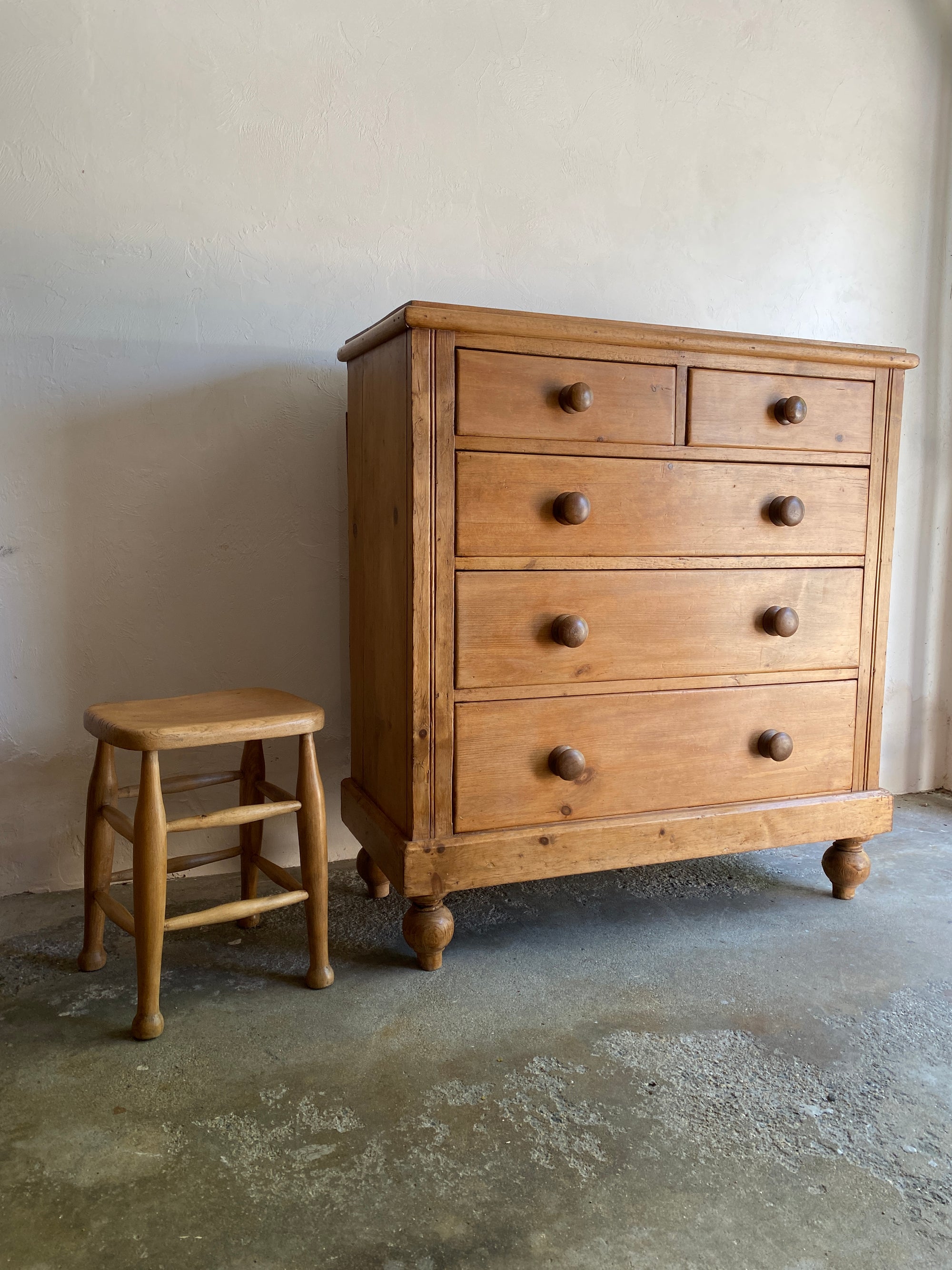 Large Antique Pine English Chest of Drawers