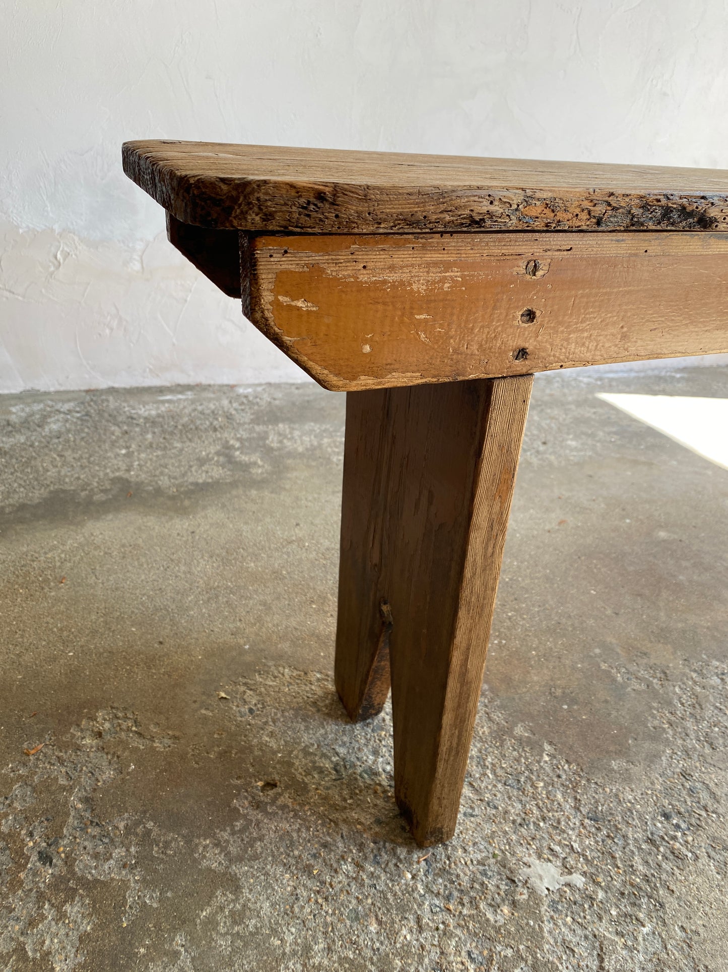 Antique Pine Irish Painted Bench Circa 1900