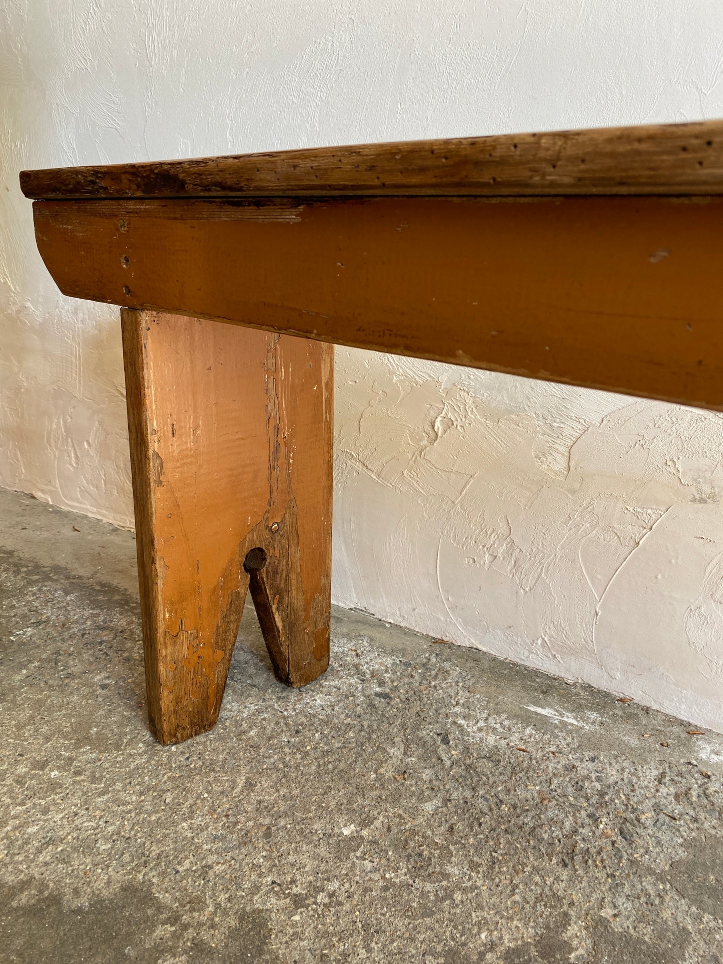 Antique Pine Irish Painted Bench Circa 1900