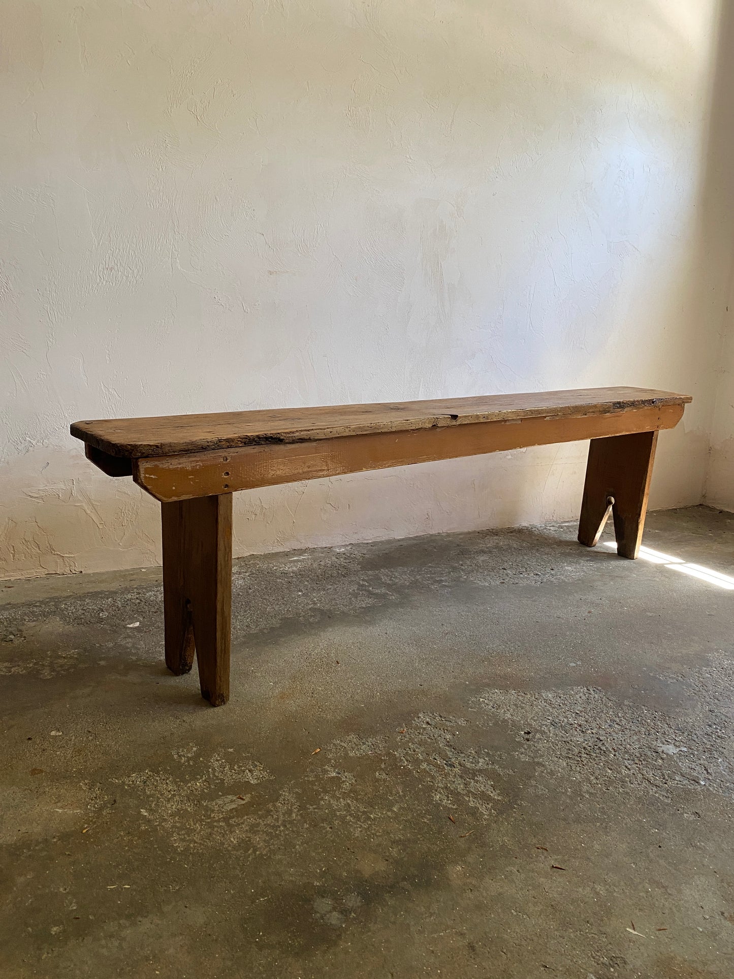 Antique Pine Irish Painted Bench Circa 1900