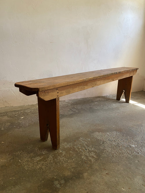 Antique Pine Irish Painted Bench Circa 1900