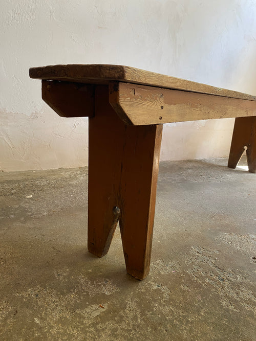 Antique Pine Irish Painted Bench Circa 1900