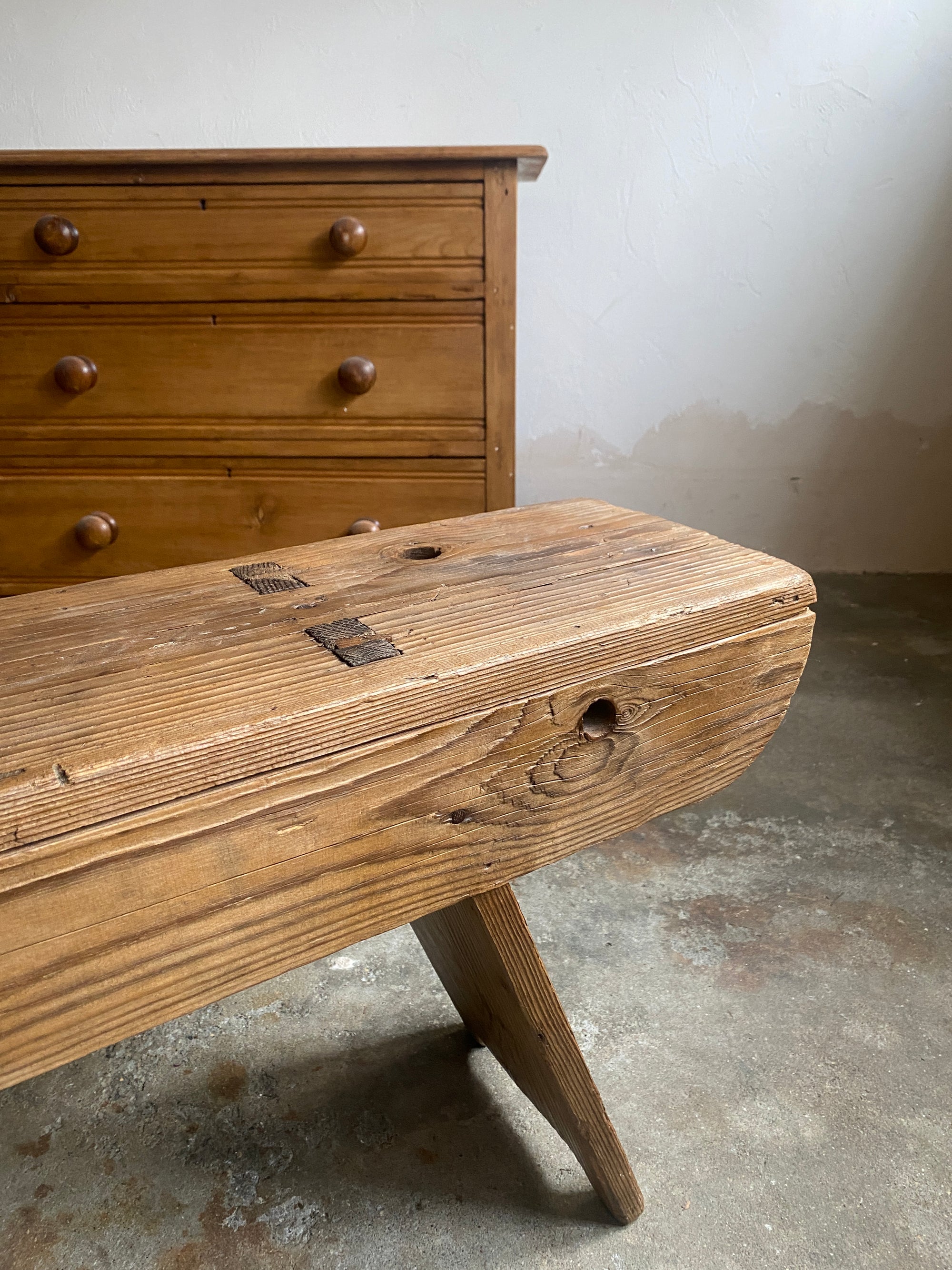 Antique Pine Bench from France c. 1900