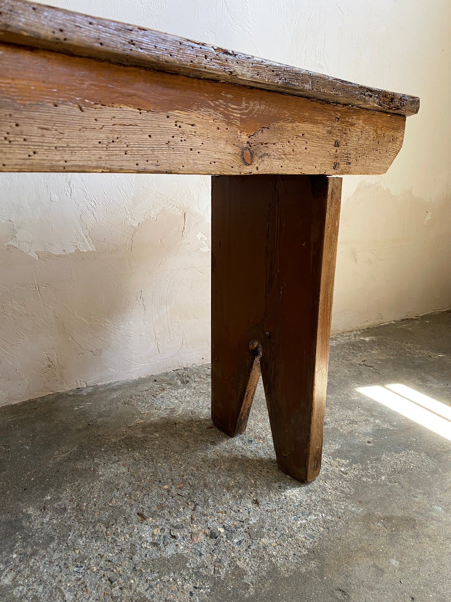 Antique Pine Irish Painted Bench Circa 1900